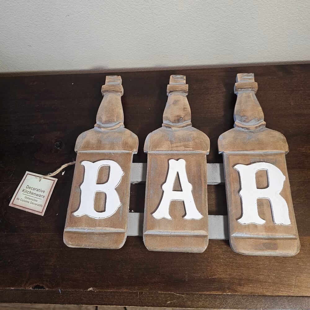 3 Bottles of Beer Wooden Bar Sign